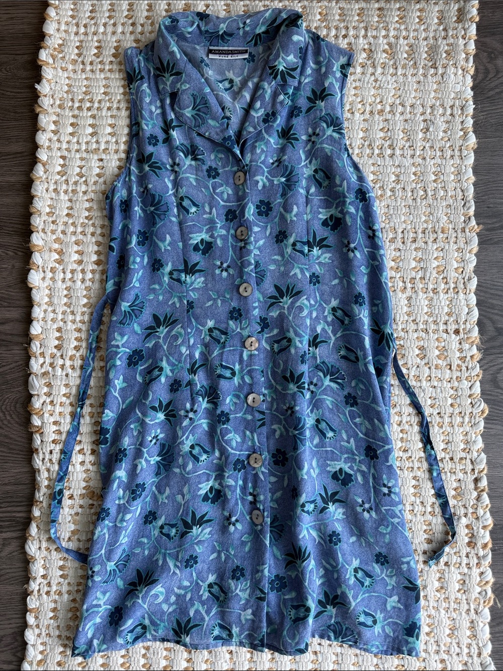 90s Floral Button-Front 100% silk Dress🫧